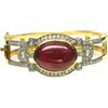 PNG Gemma 17 x 21 MM Rosso Rubino & Bianco Zircone Braccialetto Croce 5.1cm x 925