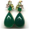 PNG Orecchini In Argento 925 17 X 25 Mm. Agata Verde, Peridoto E Zaffiro E Topazio