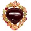 PNG Gemma 30 X 30 MM Rosso Rubino Zaffiro Tsavorite-Garnet Spilla 925 Argento