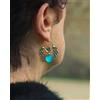 Boucles d'Oreille Dormeuse Doré Creola Floreale Foglia Perla Amazonite SB63