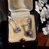 Boucles D'oreilles Dormeuses Argentate Rotonde CZ Rosse Fin Vintage Style SC1