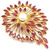 PNG Gemma 8 MM Perla Bianca & Rosso Rubino Spilla 925 Argento 18K Placcato Oro