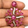 PNG Tailandese Fatto a Mano 925 Argento Sterling Rosa Rubino & Bianco Zircone Spilla