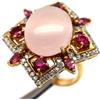 PNG Anello In Argento 925 Con Quarzo Rosa, Tormalina E Zircone Misura 6 15 X 17 MM