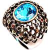 PNG Anello Vintage In Argento 925 9x11 MM Con Topazio Azzurro E Zaffiri Mis. 6.25