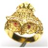 PNG Gemma Giallo Zircone & Arancione Zaffiro Gufo Gioielli Anello 925 Argento Misura