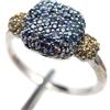 PNG Anello Solitaire in Argento 925 con Zaffiro Blu e Giallo Misura 6.75