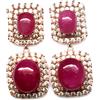 PNG Orecchini In Pietra Gemma Rubino Naturale Rosa Rossa & Zircone 925 Argento 875