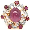 PNG Anello In Argento Sterling 925 Con Rubino Rosso E Zirconi Mis. 6,75 11x14 Mm