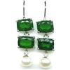 PNG Orecchini In Argento 925 Con Diopside Chrome Verde E Perle 5x7 mm