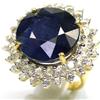 PNG Anello In Argento 925 Gemma Zaffiro Blu 18 mm E Zircone Bianchi Taglia 6