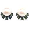 PNG Orecchini In Argento Sterling 925 Con Perla Bianca E Zaffiro Verde Blu 10 MM