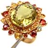 PNG Anello Solitario 925 Argento Sterling con Lemon Quartz e Zaffiro, Mis. 8.75