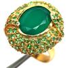 PNG Anello PNG In Argento 925 Verde Agata & Tsavorite Granato Mis. 8.25