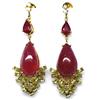 PNG Orecchini in Argento Sterling 925 con Rubino Rosso, Peridoto e Zirconi, 11x17 mm