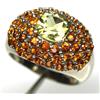 PNG Anello Donna PNG in Argento Sterling 925 con Quarzo Limone e Spessatite, Mis 9.5