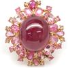 PNG 925 Argento Sterling 17 x 19 MM Rosso - Rosa Rubino E Topazio Misura Anello 8.75