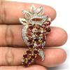 PNG Spilla Gemma Rubino Rosso e Zircone Bianco Argento 925 Dorato 18K