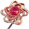 PNG Anello In Argento Sterling 925 Con Rubino Rosso Zaffiro Zircone Mis. 7.5 10x12MM