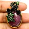 PNG Spilla in Argento 925 con Rubino Rosa e Tsavorite Verde 22x30 mm
