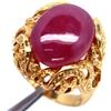 PNG Anello Uomo Ruby Rosso 925 Sterling Silver Placcato Oro 18K 13 x 15 mm Mis.7.25