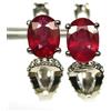PNG Orecchini Cerchi Huggie Placcati Oro Bianco con Rubino Rosso e Zircone 925