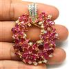PNG 925 Sterling Argento Rosso Rubino & Bianco Zircone Bicolore Spilla/Ciondolo 18K