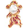 PNG 925 Argento Sterling Bianco Barocco Perla, Smeraldo E Rubino Massiccio Spilla