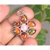 925 Pendente Argento Sterling 20 KT Fuoco Aurora Opale Mano Design Gioielli Gift
