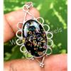 925 Pendente Argento Sterling 32.45Ct Ovale Forma Accensione Fuoco Nero Opale