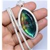 32 GM Naturale Ammolite Gemma 925 Pendente Argento Sterling con Catenina