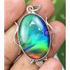 35.25 KT Aurora Opale Pendente Ovale 925 Argento Sterling Design Artigianale