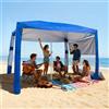 VEVOR Parasole da Spiaggia Portatile 2400 x 2400 x 2400 mm con Parete Laterale e Tasche per la Sabbia, Facile da Montare, Ombrellone Parasole Portatile Regolabile in Altezza per Famiglia, Blu