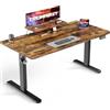 TRIUMPHKEY Scrivania Elettrica Regolabile in Altezza 160 x 70 cm, Marrone | Supporto per Monitor, Scrivania Gaming Seduta/In Piedi, Tavolo PC Multiuso per Casa e Ufficio