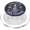 Alien Reader Orbit Alien Reading Book Amante Spazio Reader Bibliotecario PopSockets PopGrip per MagSafe