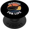 Cast Iron Skillet Cooking Apparel Cast Iron Cook Seasoned For Life Vintage Sunset Skillet PopSockets PopGrip Adesivo