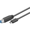 PremiumCord USB-C - Cavo di Collegamento USB-B, USB 3.2, Cavo Dati Fino a 5Gbit/s, Cavo di Ricarica Fino a 4,5W, USB Type-C Maschio a USB Type-B Maschio, Tripla Schermatura, Colore Nero, Lunghezza 1m