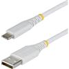 StarTech Cavo di Ricarica USB-A a USB-C da 15cm Bianco, 15W (3A), Guaina con Doppio Strato Intrecciato in Nylon/TPE, Robusto Cavetto da USB-A 2.0 a USB Type-C