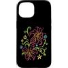 Ornamental Floral Art Custodia per iPhone 15 Tatuaggio artistico Y2K Orchid Flower Line anni '90