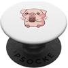 Il maiale carino adora il tè Boba PopSockets PopGrip Adesivo