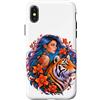 RootCanvas Custodia per iPhone X/XS Tigre Mistica Ragazza Floreale Femminile Potenza Fantasy Spirit Art