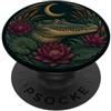 Vintage Alligator Engraving Designs Arte botanica gotica della luna crescente del coccodrillo PopSockets PopGrip Adesivo