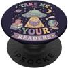 Alien Reader Orbit Divertente amante dei libri che leggono i lettori dello spazio alieno PopSockets PopGrip Adesivo