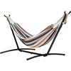 Amazon Basics Amaca in tessuto con struttura di sostegno per due persone, Variegato, 117 cm x 300 cm x 100 cm