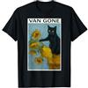 Funny Van Gone Cat Art Van Gogh - Gatto Nero con Girasoli Maglietta con Stampa Grafica Economica