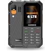 Hammer H Telefono a pulsante Hammer 6 LTE, grande batteria da 2500mah fino a 7 giorni in standby, torcia e tasto SOS, tecnologia Volte, tasti illuminati, test di caduta IP68 da 1,5 metri, 2,4 pollici