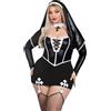 Leg Avenue 2 pezzi Holy Hottie, include giarrettiera disossata con accenti incrociati e abitudine suora, nero/bianco, XS