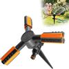 GARDENIX Irrigatore rotante a 3 bracci su picchetto, nero/arancione, attacco rapido Click-Lock, regolabile in 3 posizioni, fino a 13 m di diametro di irrigazione