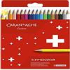 Caran d'Ache Swisscolor 7630002343329 - Astuccio in cartone con 18 matite colorate impermeabili, multicolore