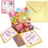 COSORO Biglietto Auguri Compleanno 3D 50 Anni Oro Rosa,Biglietti Auguri Pop Up Happy Birthday Gift Card con Appunti Buste,Biglietti Regalo Compleanno Famiglia per Donna Mamma Nonna Moglie